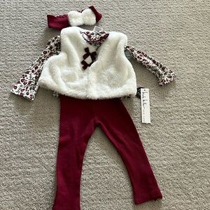 Nicole Miller 4 Piece Faux Fur Vest Set | 12 months